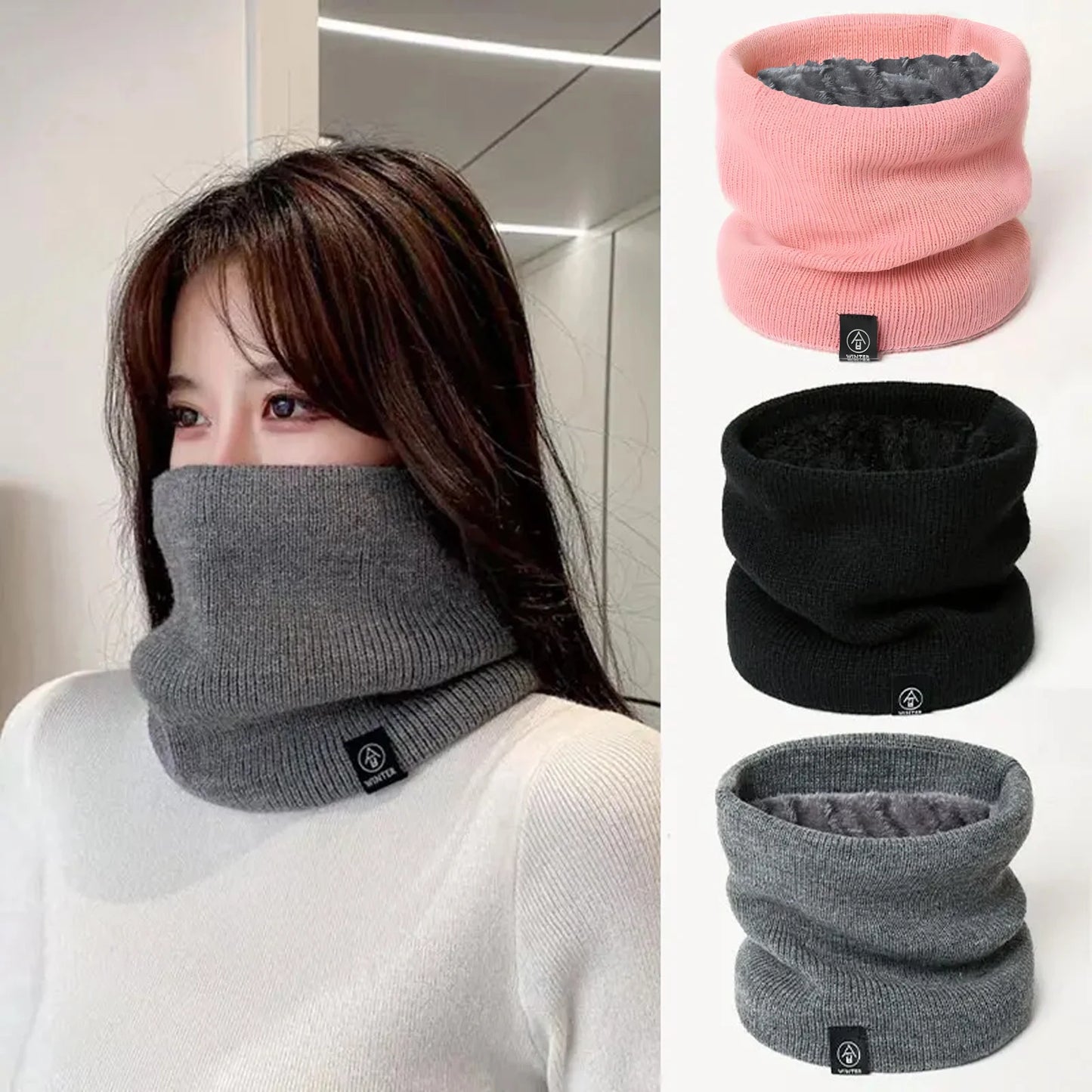 Womens Knitted Cashmere-Like Winter Snood Scarf