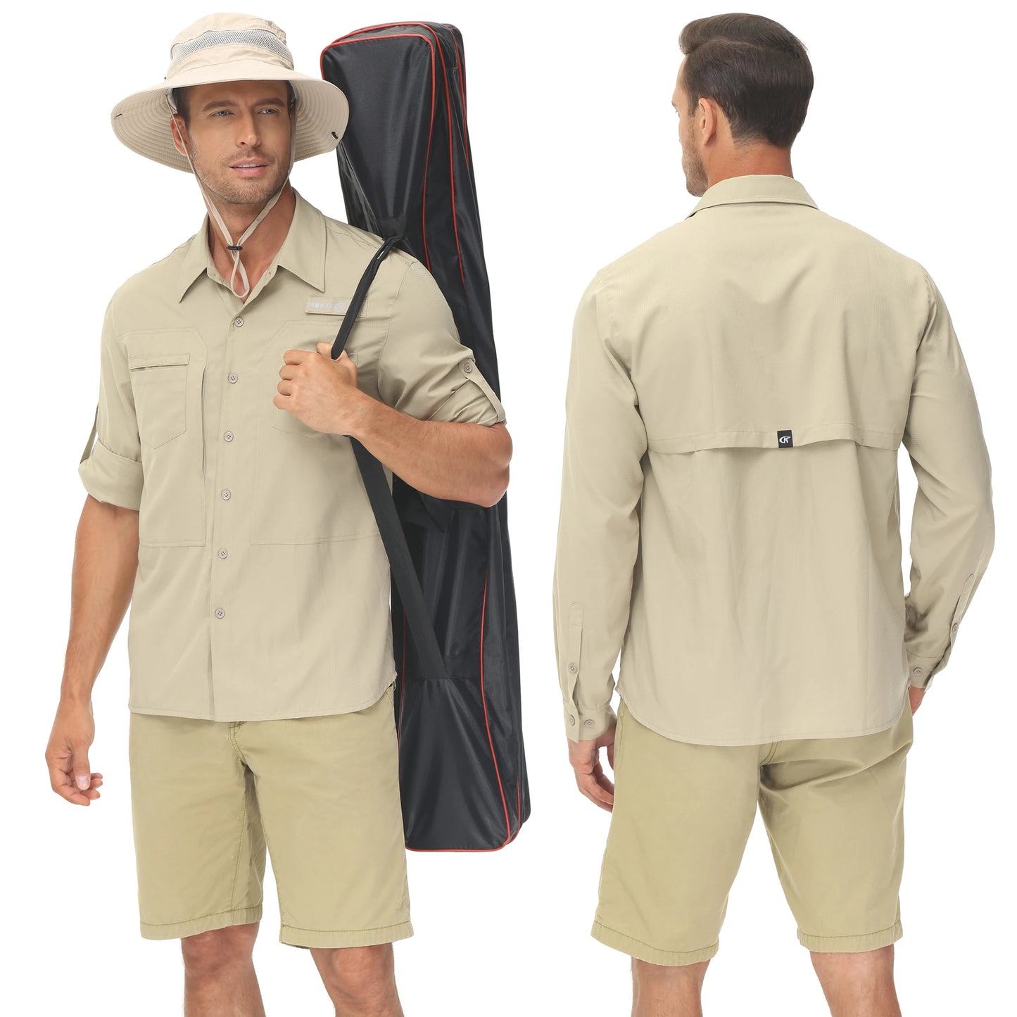 Mens Casual Cargo Shirt Long Sleeve