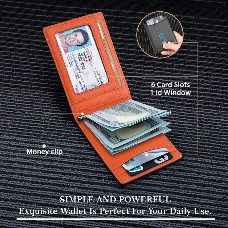 Synthetic Leather Slim Bi-Fold Credit Card Holder