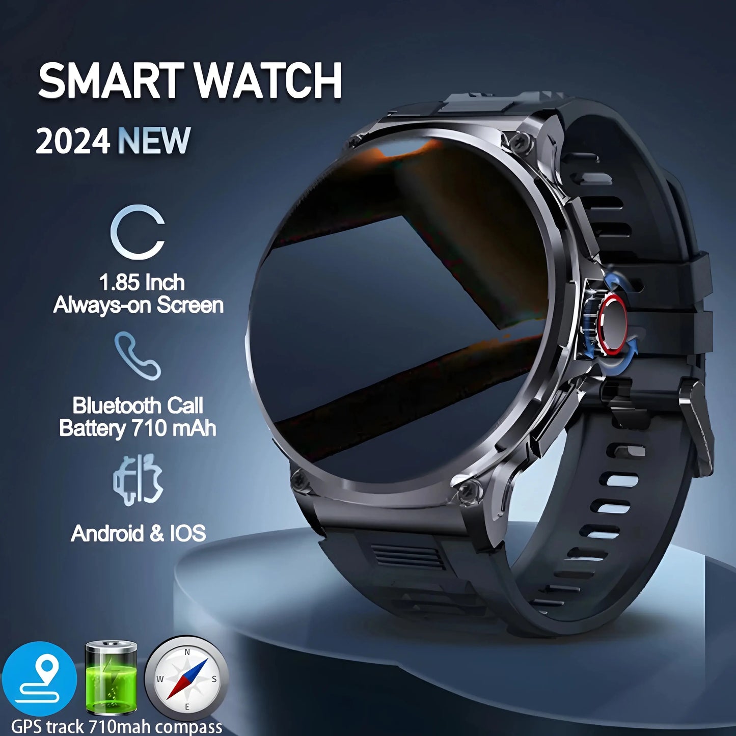 Ultra HD GPS Smartwatch with Bluetooth & 710mAh Battery For Huawei & Xiaomi