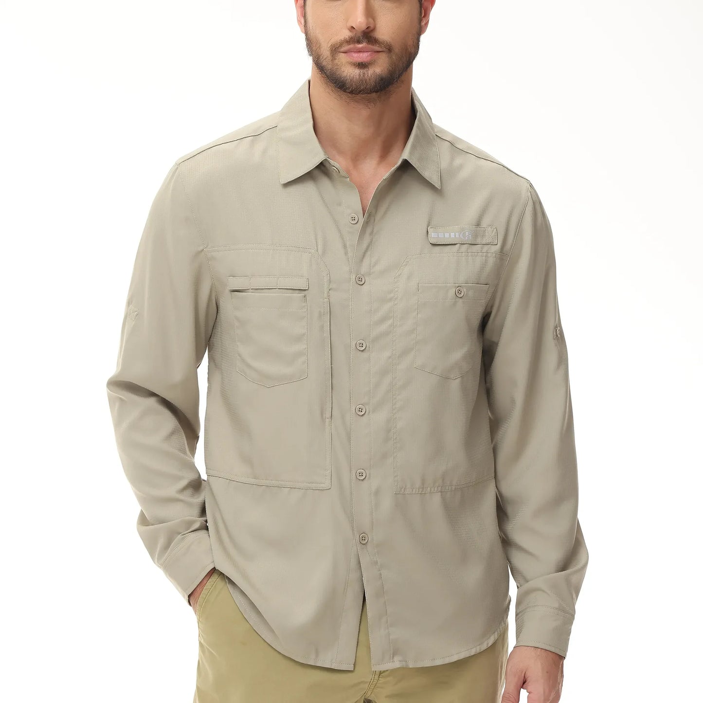 Mens Casual Cargo Shirt Long Sleeve