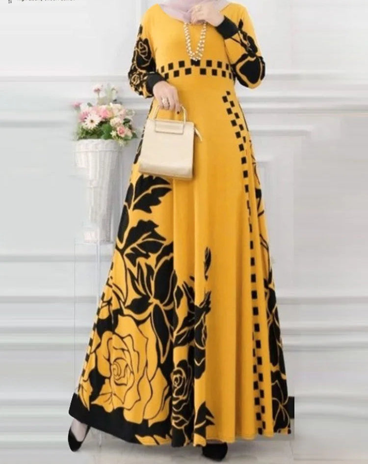 Elegant Floral Turkish Modest Dress