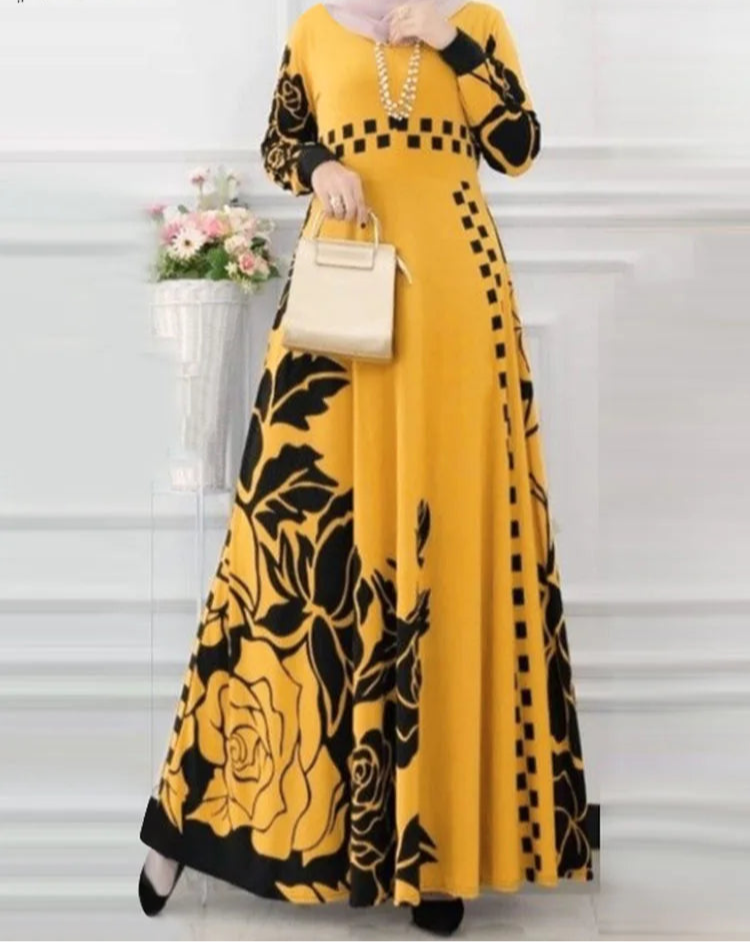 Elegant Floral Turkish Modest Dress