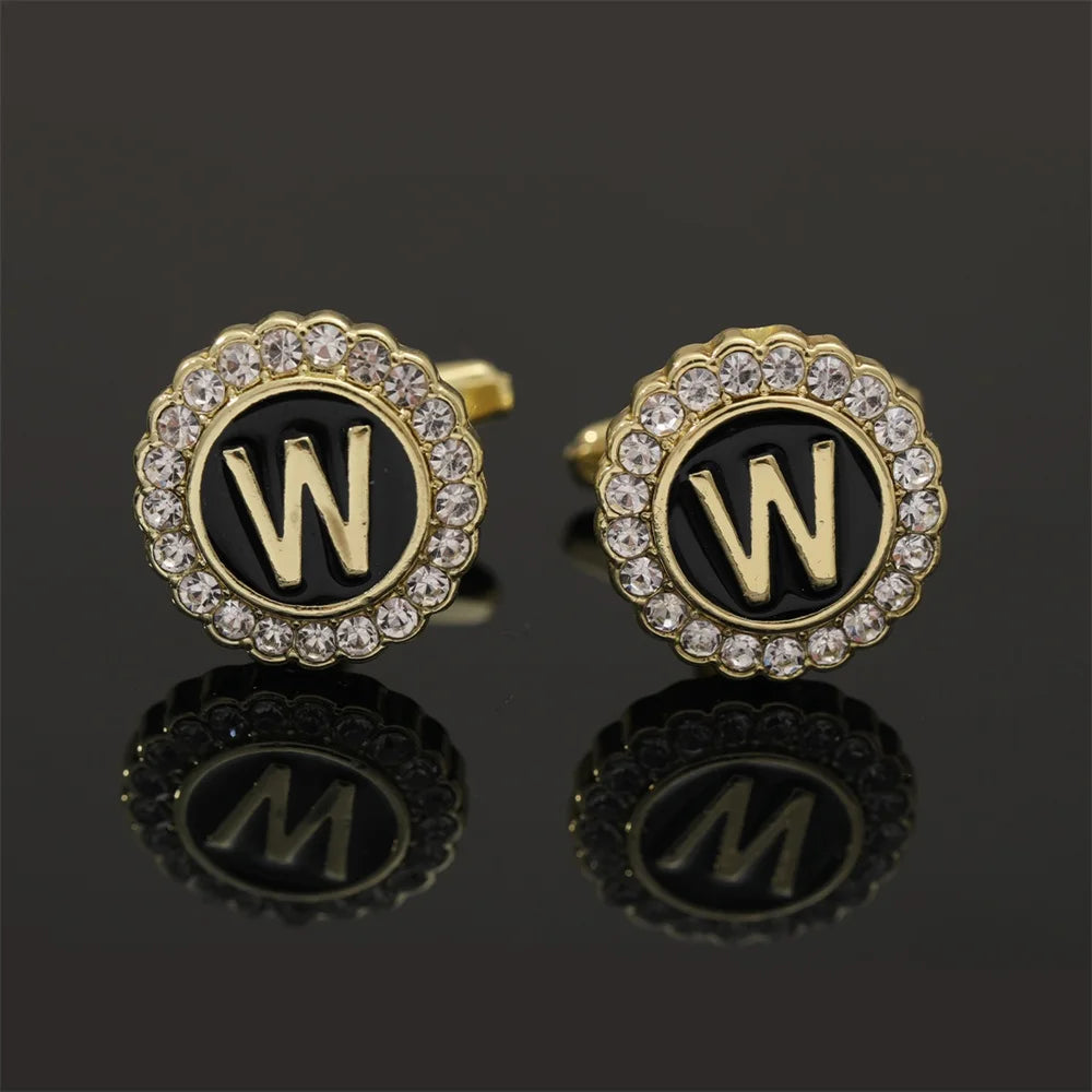 2 Piece Crystal Initial A-Z Cuff links