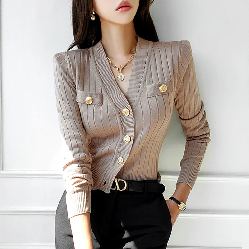 V-Neck Knitted Cardigan 2025