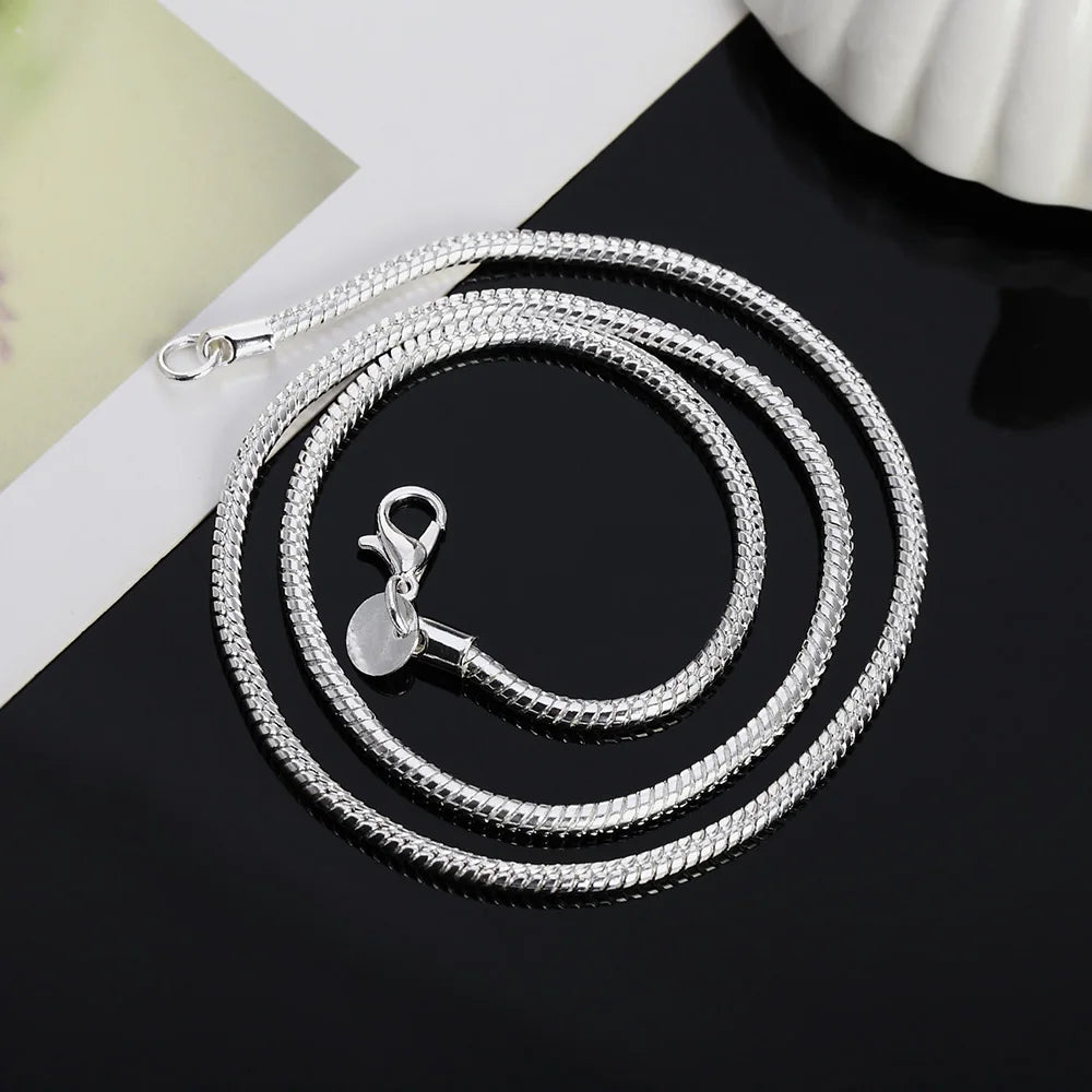 Silver Snake Chain Necklace - 1/2/mm