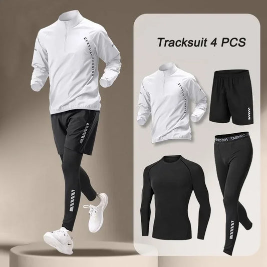 4 Piece Mens Outdoor Fitness Sportswear Set