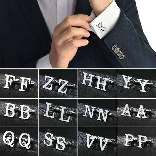 A-Z Letter Cuff links - High-Quality Brass & Silver for Men