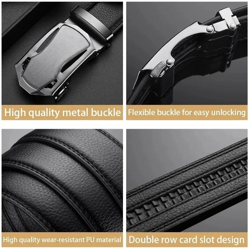 Luxury Belt With Metal Buckle, High-Quality PU Leather