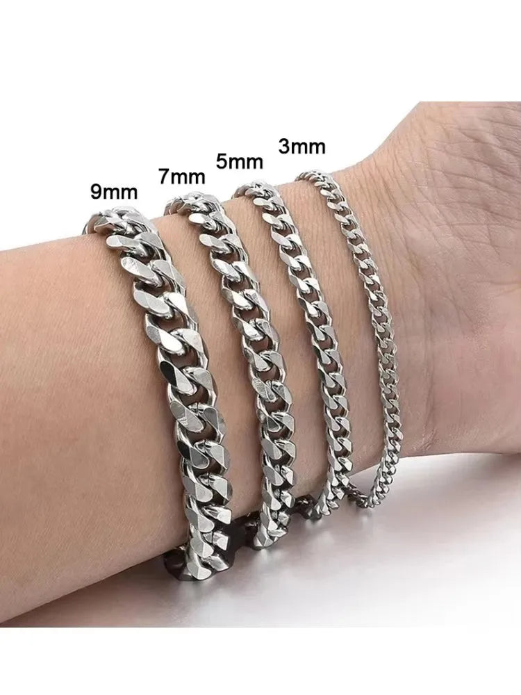 Stainless Steel Curb Cuban Chain Bracelets