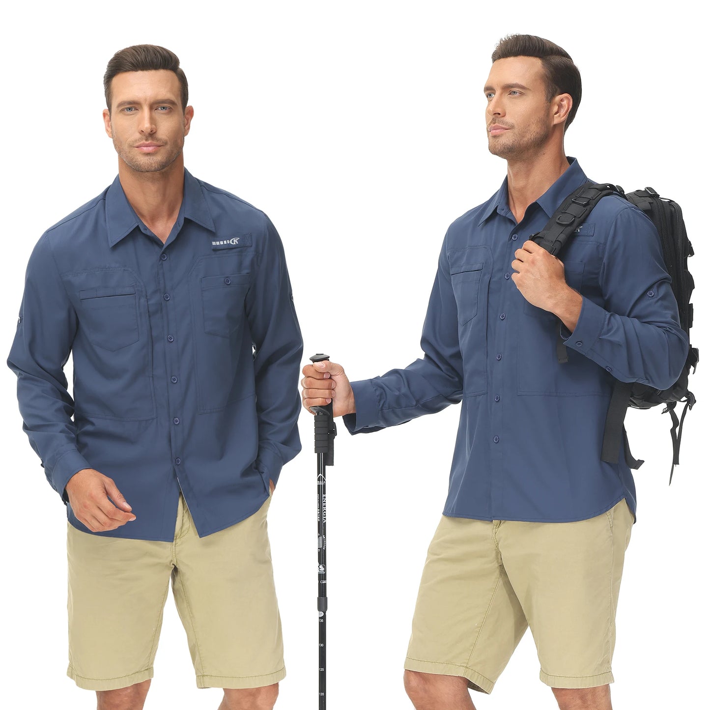 Mens Casual Cargo Shirt Long Sleeve