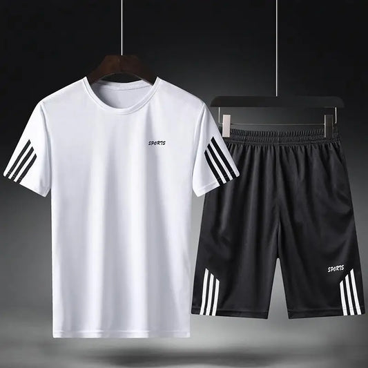 Breathable Mens Short-Sleeved Shorts & T-Shirt Set