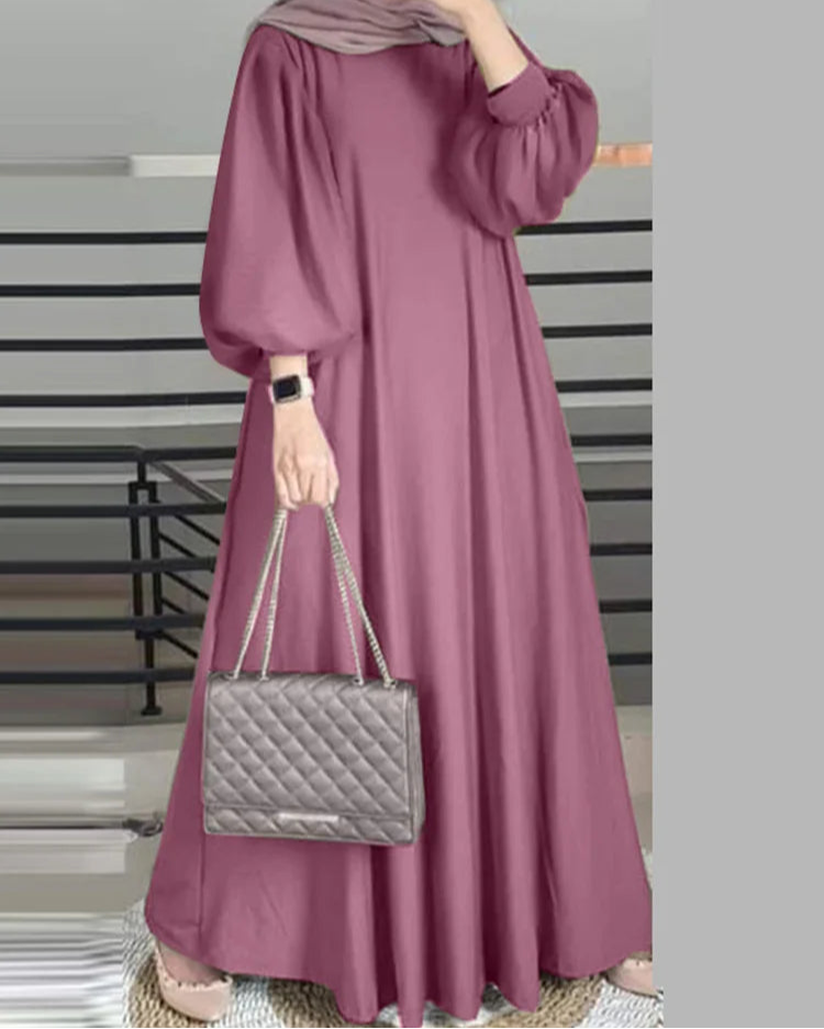 Elegant Lantern Sleeve Maxi Dress