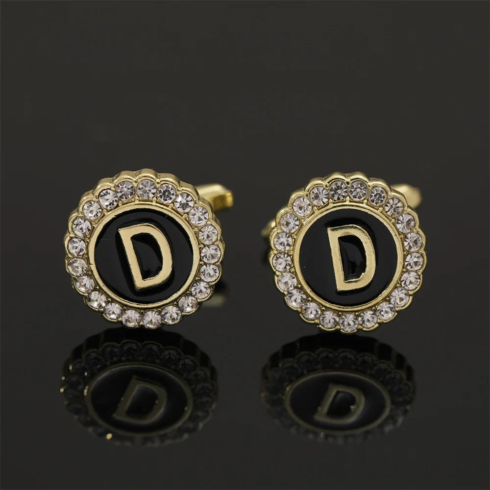 2 Piece Crystal Initial A-Z Cuff links