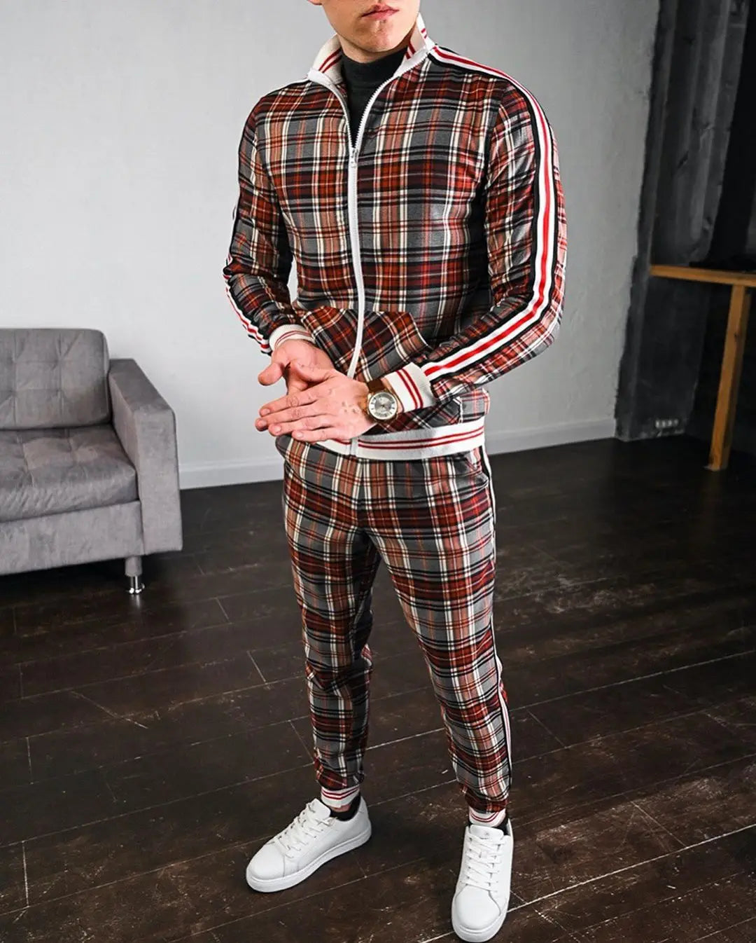 Stylish Mens Two-Piece Tracksuit Set