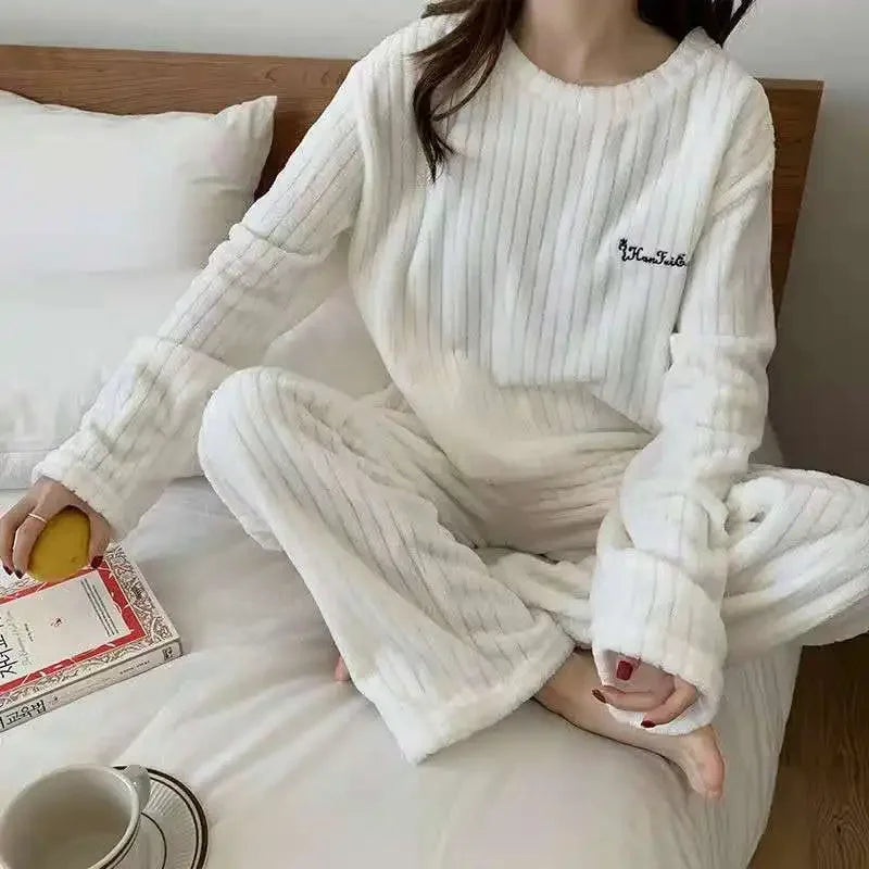 Soft Coral Fleece Pyjamas For Women