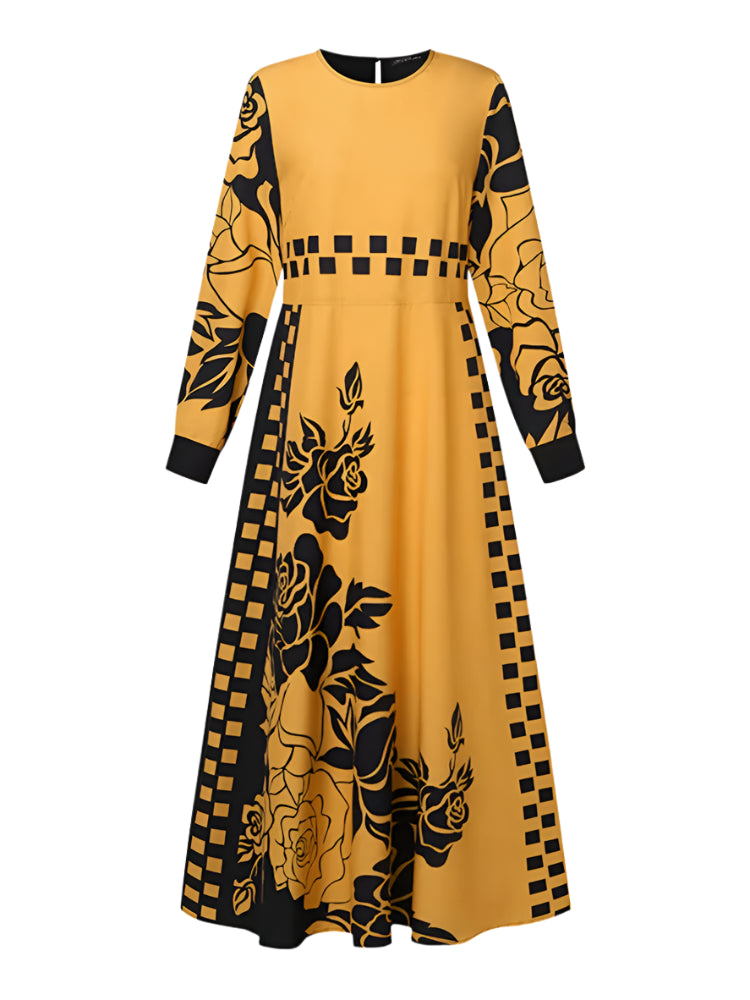 Elegant Floral Turkish Modest Dress