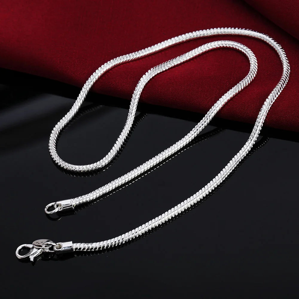 Silver Snake Chain Necklace - 1/2/mm