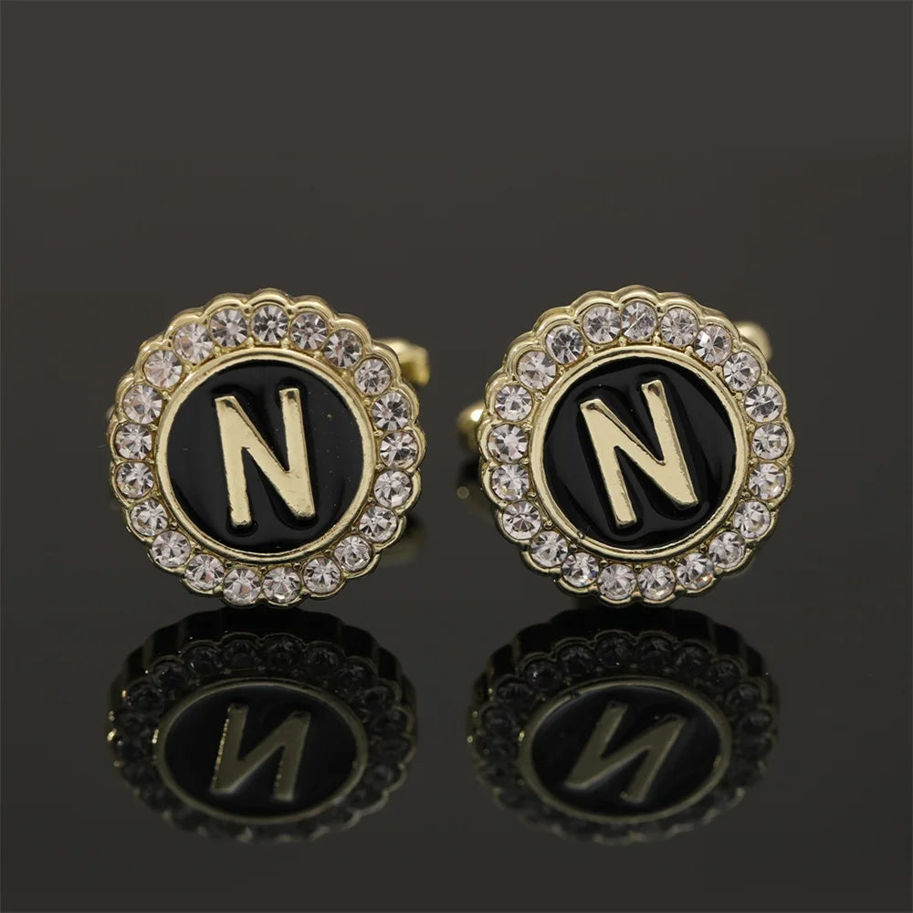 2 Piece Crystal Initial A-Z Cuff links