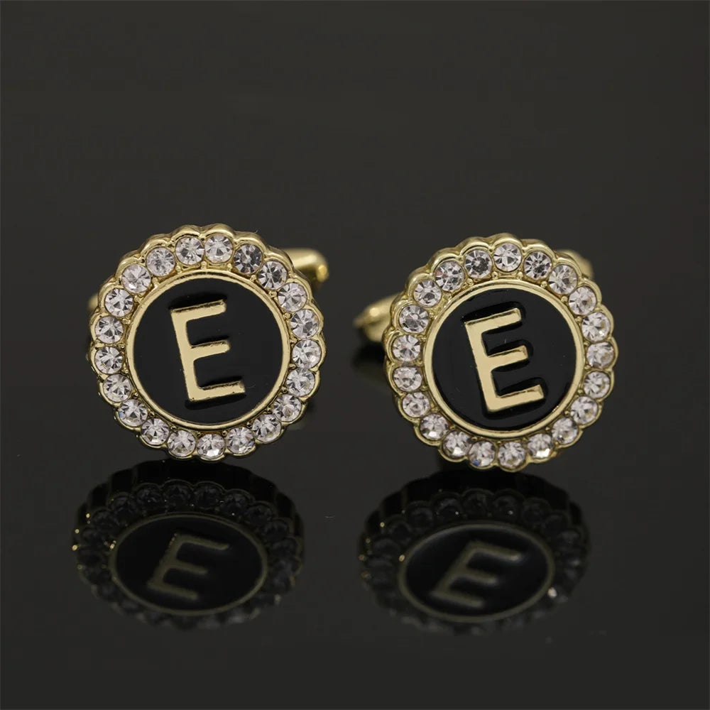 2 Piece Crystal Initial A-Z Cuff links