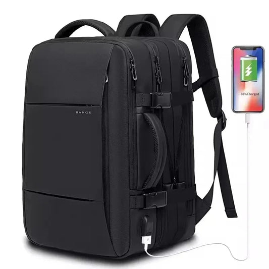 Expandable Travel & Laptop Backpack (17.3", Waterproof, USB Port)