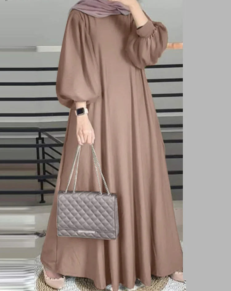 Elegant Lantern Sleeve Maxi Dress