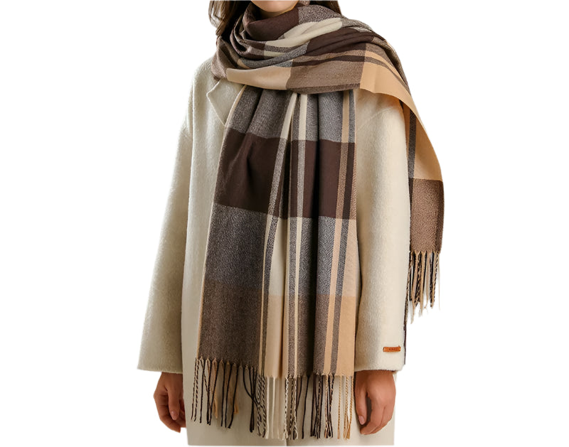 New Warm Cashmere Plaid Scarf & Shawl with Tassels