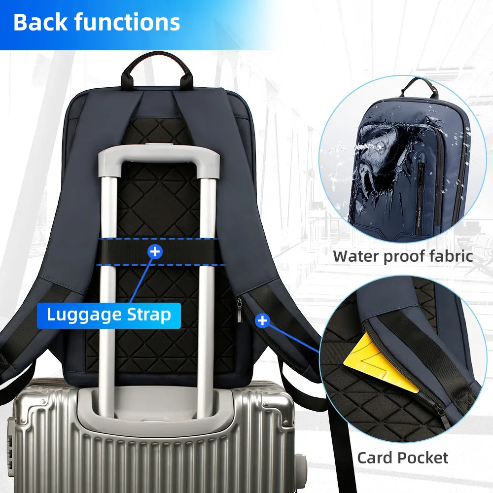 Slim Backpack for Men 15.6" Laptop, Waterproof & Travel Bag with USB Charging