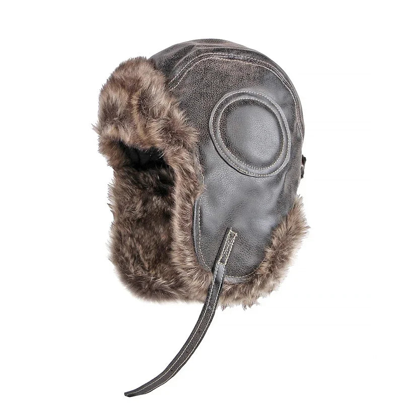 Winter Aviator Bomber Hat with Faux Fur & Ear Flaps