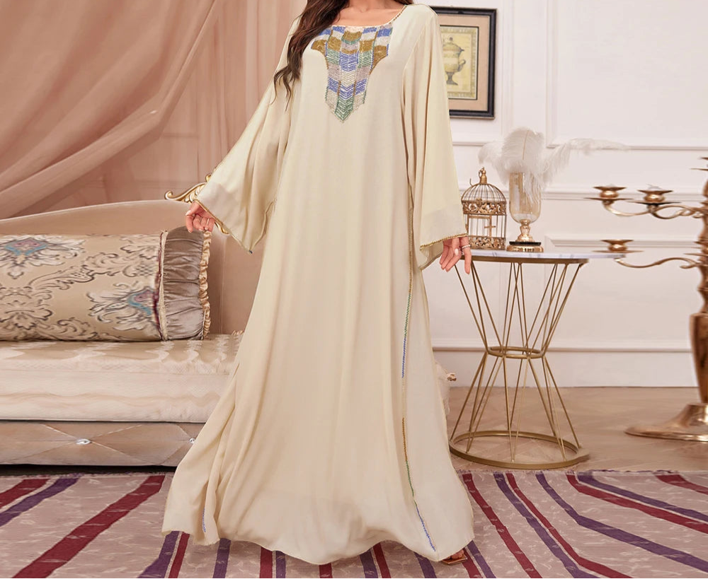 Luxurious Beaded Elegant Kaftan With Long Sleeves