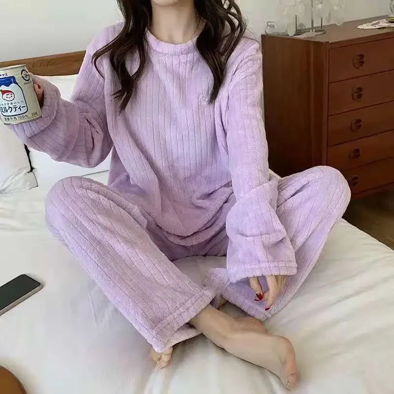 Soft Coral Fleece Pyjamas For Women