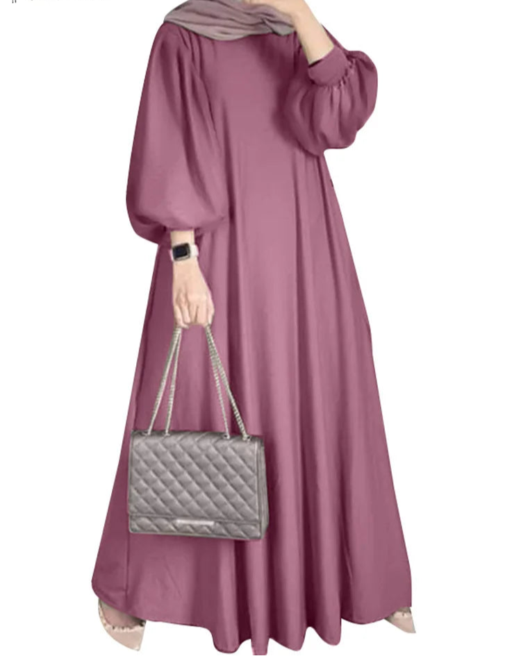 Elegant Lantern Sleeve Maxi Dress