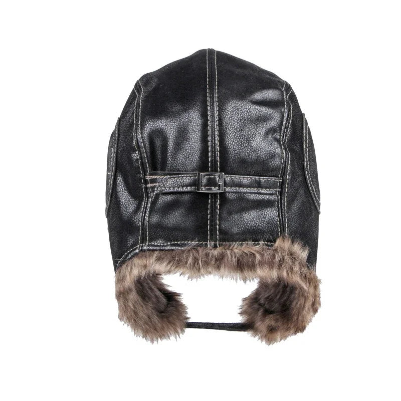 Winter Aviator Bomber Hat with Faux Fur & Ear Flaps