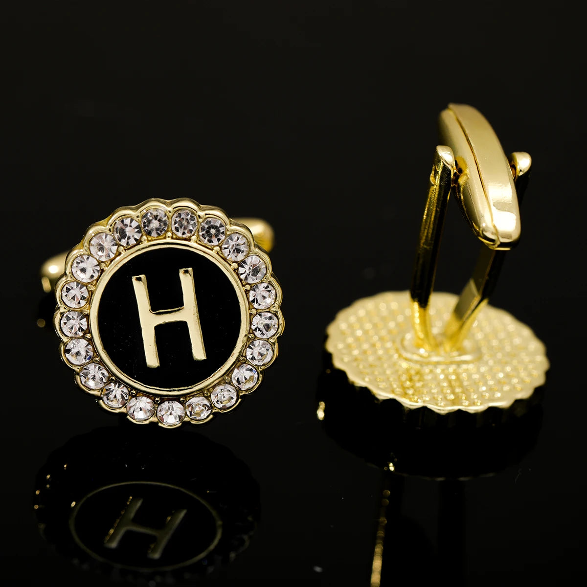 2 Piece Crystal Initial A-Z Cuff links