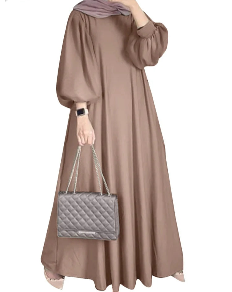 Elegant Lantern Sleeve Maxi Dress