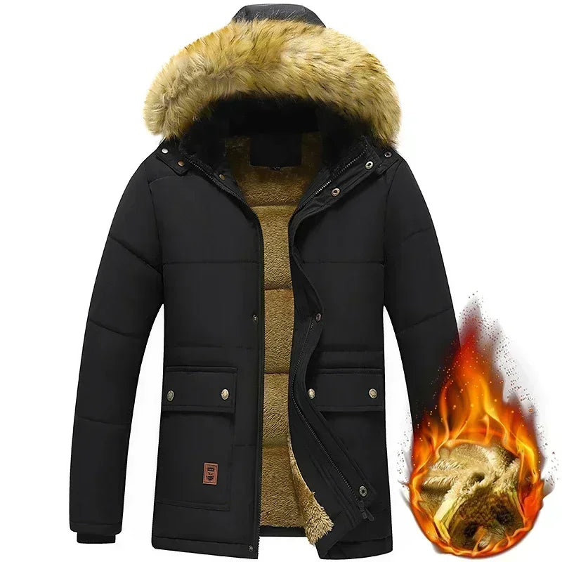 Mens Winter Fleece Lined Hooded Jacket